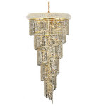 Elegant Lighting - Spiral 18-Light Chandelier, Gold With Clear Royal Cut Crystal - Mesmerizing crystals cascade in a waterfall of glamorous light in the Spiral collection. The magnificent chrome or Gold frame is adorned by shimmering elegant-cut royal-cut Swarovski Spectra or Swarovski Elements crystal strands. Bring glistening light to your foyer living room dining room or bedroom with a Spiral hanging fixture.&nbsp