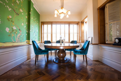 This is an example of a large traditional dining room in Melbourne.
