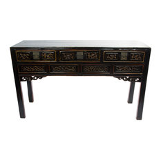 Asian Desks Houzz Redd Furnishings Consigned Black Antique Writing Desk Desks And Hutches