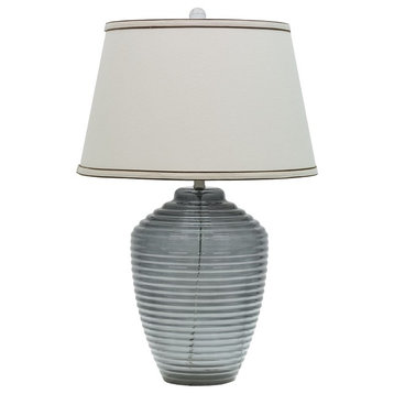40017, 25" High Modern Glass Table Lamp, Smoke Colored Finish