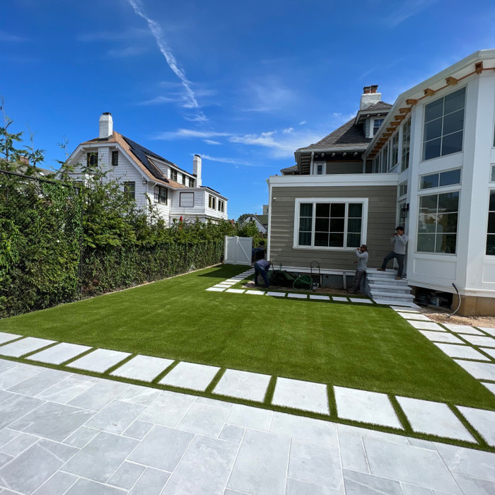 Artificial Turf Lawn & Paver Walkway Turf Joints