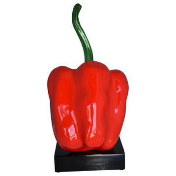 Modern Look of a Giant Red Pepper Mounted on A Base Size: 10" x 12" x 19"H