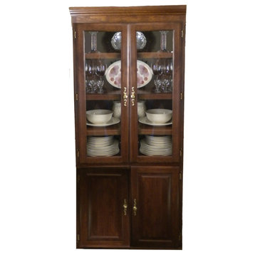 Traditional Bookcase Glass Doors, Coffee Alder, 84h