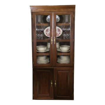 Traditional Bookcase Glass Doors, Cherry Oak, 72h