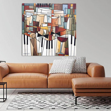 Large Custom Wine and Music Abstract Painting
