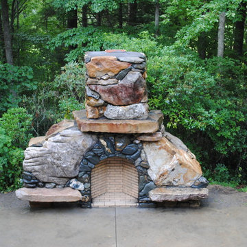 Massive Stone Rumford Fireplace