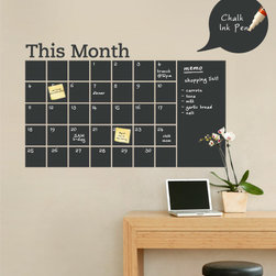 Chalkboard Wall Calendar with Memo - Vinyl Wall Decal - Wall Decals