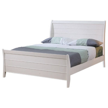 Coaster Selena 56.5" x 82.5" Wood Full Sleigh Platform Bed in White