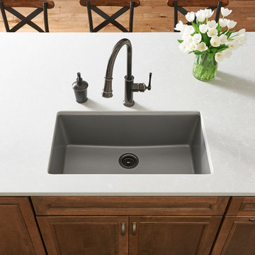 Quartz Luxe Single Bowl Undermount Sink, Silvermist