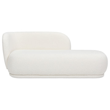Aire 75" RAF Modern Rounded Chaise Lounge, Ivory White Boucle