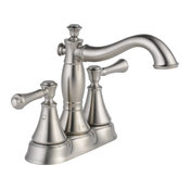 Delta Cassidy 2 Handle Centerset Faucet, Metal Pop-Up, Stainless, 2597LF-SSMPU