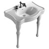 White Console Sink China Two Spindle Legs with Black 8" Faucet