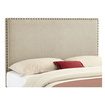 Linon Contempo Full/Queen Wood Upholstered Headboard in Natural