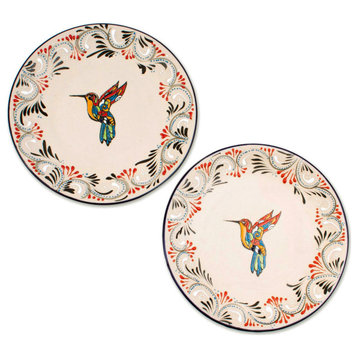 Novica Handmade Colibri Ceramic Salad Plates, Set of 2
