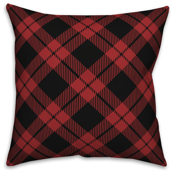 Red and Black Plaid 20"x20" Throw Pillow