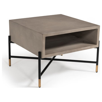 Modrest Walker Modern Concrete and Metal Coffee Table