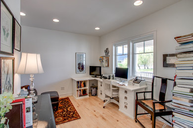 Example of a farmhouse home office design in Seattle
