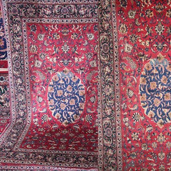 DECORATIVE WOOL AND SILK PERSIAN ISFAHAN RUG - Floor Rugs