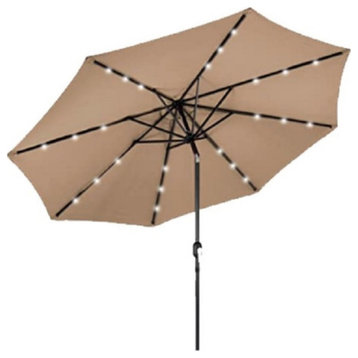 Az Patio Heaters Solar Market Umbrella With Led Lights In Tan