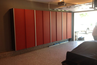 Garage Cabinets in Powder coated Red