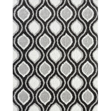 Speers Contemporary Geometric White/Silver Indoor Rectangle Area Rug, 5'x7'
