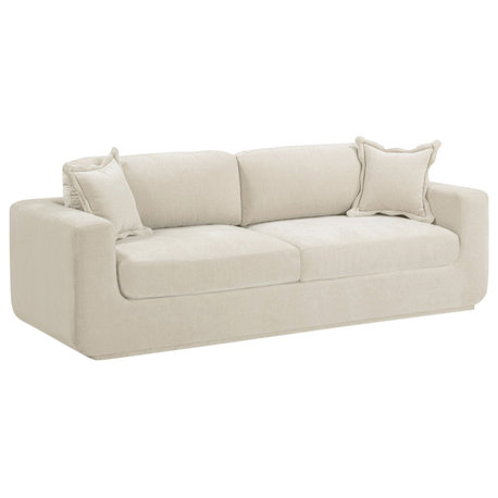 Miri Cream Upcycled Washed Velvet Sofa, Cream