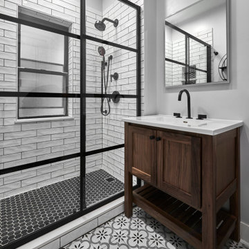 Vanity and Walk-in Shower - Transitional Master Bathroom Remodel In Buena Park