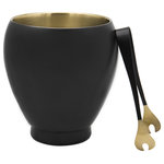 Godinger - Nero D'oro Ice Bucket with Tong - Handmade by artisans crafted in black satin enamel and accented with a brushed gold finish. The Imperial collection adds a modern touch to your home.