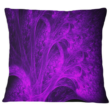 Bright Purple Magical Fractal Forest Abstract Throw Pillow, 18"x18"