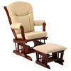 Sleigh Upholstered Glider Chair w Ottoman (Harmony/Beige Chenille)