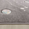 Kids Rug With Planets and Stars, Gray, 4'7"x6'7"