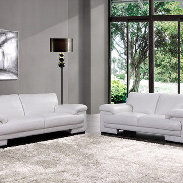 Marlene White Top Grain Leather 2 PC Sofa Set