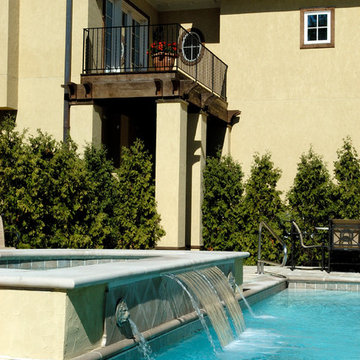 Highland Park, IL Mediterranean Swimming Pool and Raised Spa
