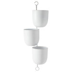 The Novogratz - White Metal Contemporary Planter 51952 - Hang this planter rack in any indoor or outdoor space.. This item ships in 1 carton. Ring hardware allows for easy hanging; nails and screws are not included. Suitable for indoor and outdoor use. Made in India. Planters do not have drainage holes but they are not watertight. Each rack has three attached planters.. Contemporary design.