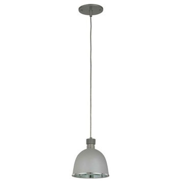 Gunmetal Gray and Translucent Outer Glass Pendant Light 7"