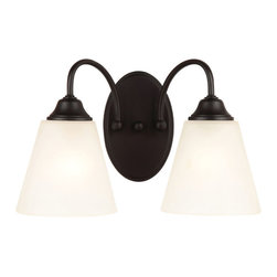Hardware House - Galveston Matte Black 2-Light Wall Sconce Bathroom Fixture, 21-0034 - Bathroom Vanity Lighting