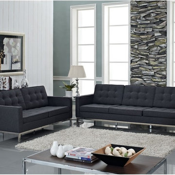 Florence Style Dark Gray Wool Loft Loveseat