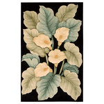 Nourison - Nourison Tropics 3'6" x 5'6" Black Contemporary Indoor Area Rug - This collection features imaginative tropical floral designs in a striking range of colors. Add drama and excitement with these beautiful hot-house interpretations. Heat up the surroundings and bring a touch of the tropics to any interior. 100% Wool. Hand Tufted.