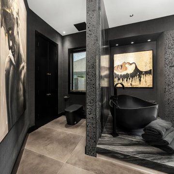 Versace-inspired primary bathroom suite