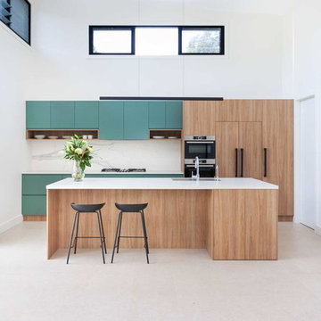 Soft Green & Timber Grain Kitchen