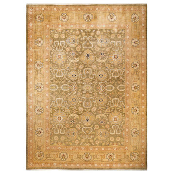 Eclectic, One-of-a-Kind Hand-Knotted Area Rug Green, 10' 1" x 14' 0"