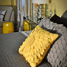 yellow and gray bedroom
