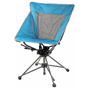 Garden Elements Tall Back Swivel Camping Chair, Mesh Seat, Teal (Pack of 1)
