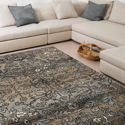 Antika Floral Pattern Rug in Grey - Area Rugs