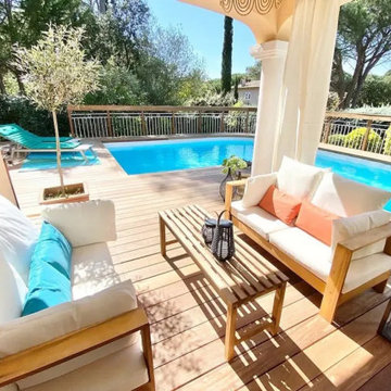 vidaXL Patio Sofa with Cushion 55.1" Solid Acacia Wood Cream White