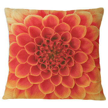 Abstract Orange Flower Design Floral Throw Pillow, 18"x18"