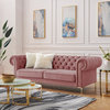 Inspired Home Ariadna Sofa Button Tufted, Rust Velvet