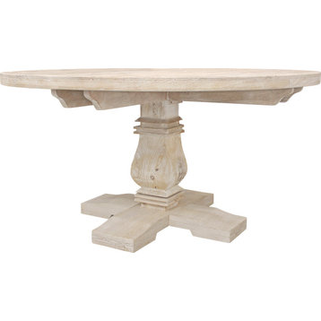 Benedict Round Dining Table, White Wash