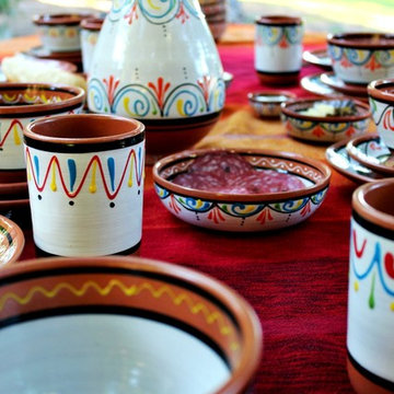White Terracotta Dishes - Hand Painted in Spain
