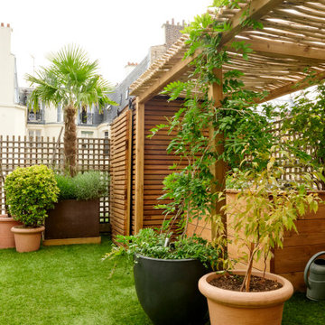 Pergola autoportée sur un toit terrasse à Paris